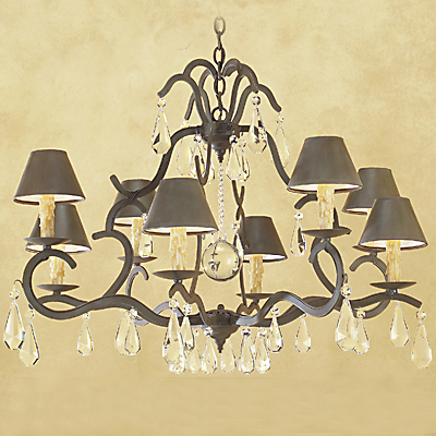 C173-CC018-2 By ARTE DE MEXICO - Iron Lighting Collection Antique Green Finish Wrought Iron Chandelier with Crystals