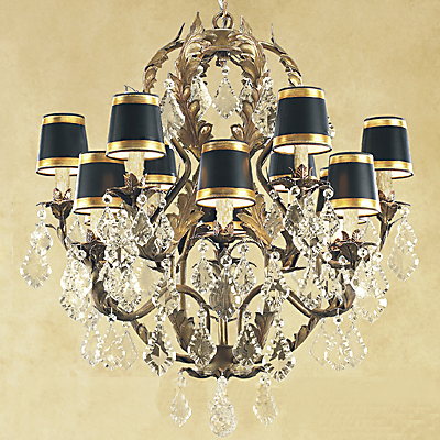 C173-CC020-1 By ARTE DE MEXICO - Iron Lighting Collection Premium Gold Reale Finish Wrought Iron Chandelier with Crystals