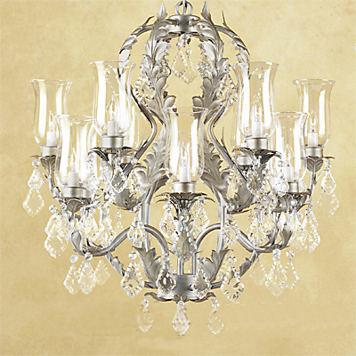 C173-CC020-2 By ARTE DE MEXICO - Iron Lighting Collection Antique Silver Finish Wrought Iron Chandelier with Crystals