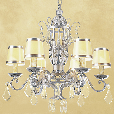 C173-CC022-3 By ARTE DE MEXICO - Iron Lighting Collection Antique Silver Finish Wrought Iron Chandelier with Crystals