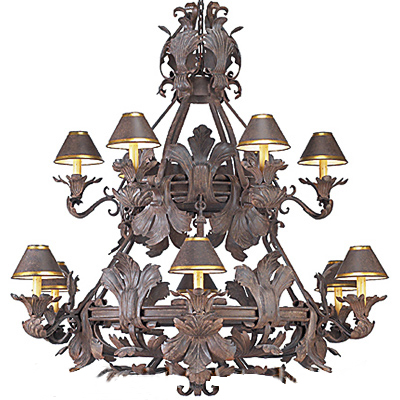 C173-CH030-1 By ARTE DE MEXICO - Iron Lighting Collection Premium Vintage Rust Finish Wrought Iron Chandelier