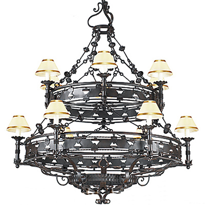 C173-CH031-1 By ARTE DE MEXICO - Iron Lighting Collection Black Rust Finish Wrought Iron Chandelier