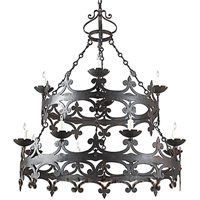 C173-CH035-1 By ARTE DE MEXICO - Iron Lighting Collection Black Rust Finish Wrought Iron Chandelier