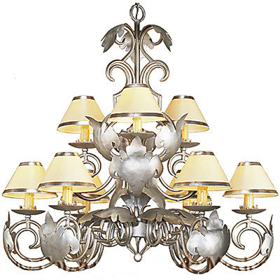 C173-CH037-1 By ARTE DE MEXICO - Iron Lighting Collection Antique Silver Finish Wrought Iron Chandelier
