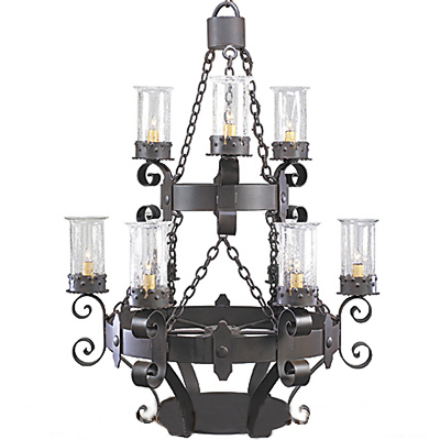 C173-CH039-1 By ARTE DE MEXICO - Iron Lighting Collection Black Rust Finish Wrought Iron Chandelier