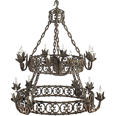 C173-CH042-1 By ARTE DE MEXICO - Iron Lighting Collection Vintage Rust Finish Wrought Iron Chandelier