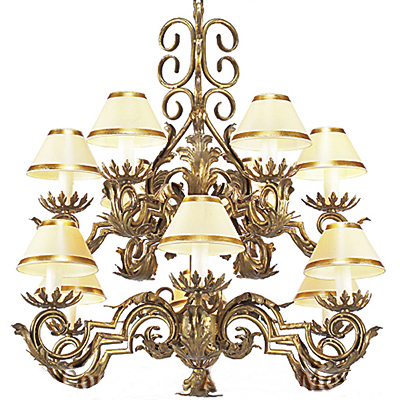 C173-CH044-1 By ARTE DE MEXICO - Iron Lighting Collection Premium Gold Reale Finish Wrought Iron Chandelier