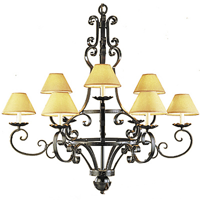 C173-CH045-1 By ARTE DE MEXICO - Iron Lighting Collection Black Rust Finish Wrought Iron Chandelier