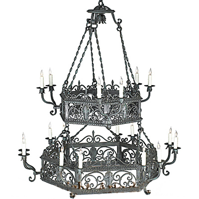 C173-CH046-1 By ARTE DE MEXICO - Iron Lighting Collection Verde Finish Wrought Iron Chandelier