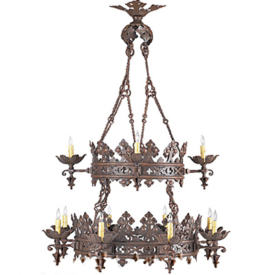 C173-CH047-1 By ARTE DE MEXICO - Iron Lighting Collection Premium Copper Rust Finish Wrought Iron Chandelier