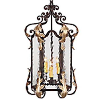 C173-HF100-1 By ARTE DE MEXICO - Iron Lighting Collection Collection Black Rust and Premium Venetian Gold accents Finish Wrought Iron Chandelier