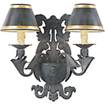 C173-WM123-1 By Artdemexico - Iron Lighting Collection Verde Finish Wrought Iron Wall Light