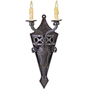 C173-WM125-1 By Artdemexico - Iron Lighting Collection Black Rust Finish Wrought Iron Wall Light