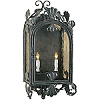 C173-WM128-2 By Artdemexico - Iron Lighting Collection Verde Finish Wrought Iron Wall Light