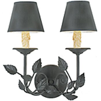 C173-WM131-1 By Artdemexico - Iron Lighting Collection Verde Finish Wrought Iron Wall Light