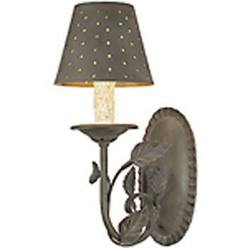 C173-WM131-2 By Artdemexico - Iron Lighting Collection Antique Green Finish Wrought Iron Wall Light