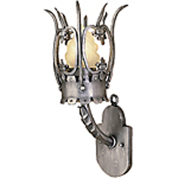 C173-WM133-2 By Artdemexico - Iron Lighting Collection Pewter Finish Wrought Iron Wall Light