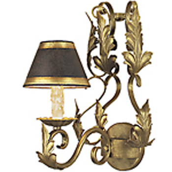 C173-WM133-3 By Artdemexico - Iron Lighting Collection Venetian Gold Finish Wrought Iron Wall Light