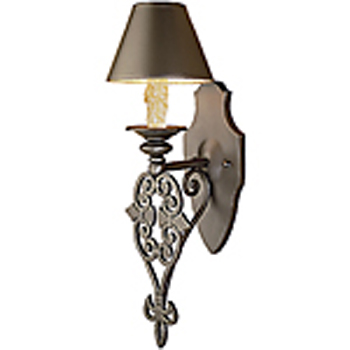 C173-WM135-1 By Artdemexico - Iron Lighting Collection Black Rust Finish Wrought Iron Wall Light