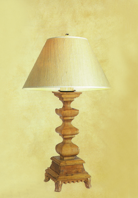 C173-WTL 54-2 By Artdemexico - Wood Lighting Collection Collection Bleached and sealed wood Finish Carved Wood Table Light