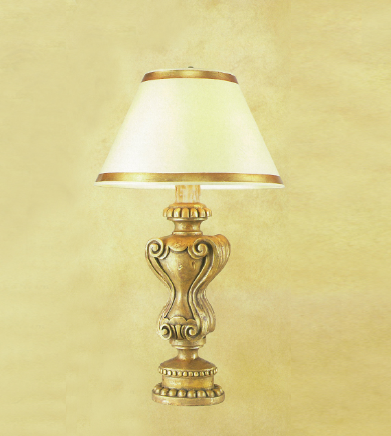 C173-WTL 55-2 By Artdemexico - Wood Lighting Collection Collection Premium Gold Reale Finish Carved Wood Table Light