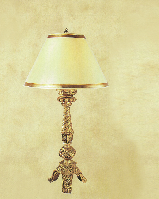 C173-WTL 56-2 By Artdemexico - Wood Lighting Collection Collection Premium Gold Reale Finish Carved Wood Table Light