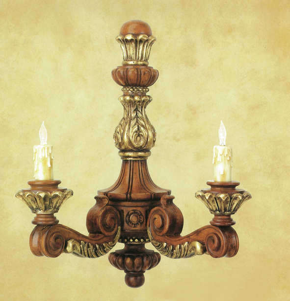 C173-WWM 37 By Artdemexico - Wood Lighting Collection Collection Aged Pecan Finish Carved Wood Wall Light