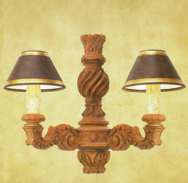 C173-WWM 47 By Artdemexico - Wood Lighting Collection Collection Aged Pecan Finish Carved Wood Wall Light