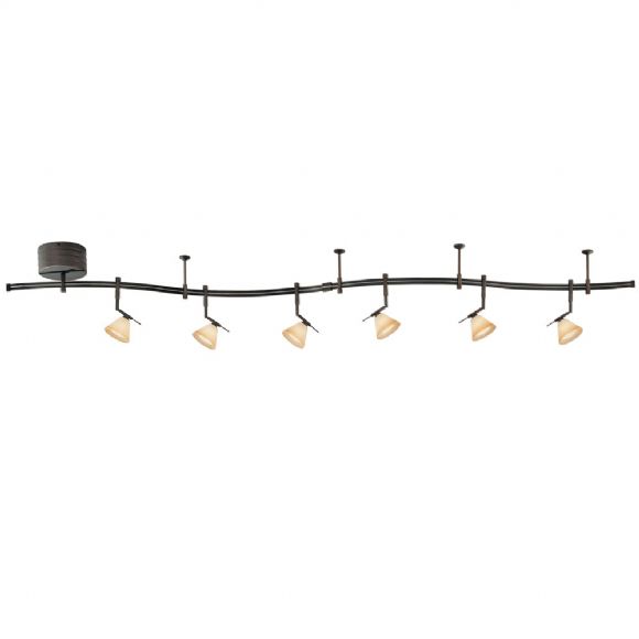 C174-P4086-1-467 By Kovac Lighting-Sable Bronze Patina Finish 6-Light Monorail Kit