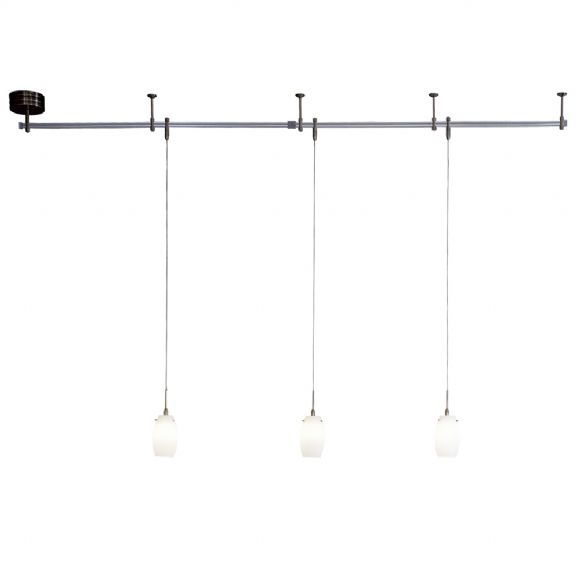 C174-P8003-1-084 By Kovac Lighting-GK Light Rail Collection Brushed Nickel Finish 3 Light Mini Pendant Kit