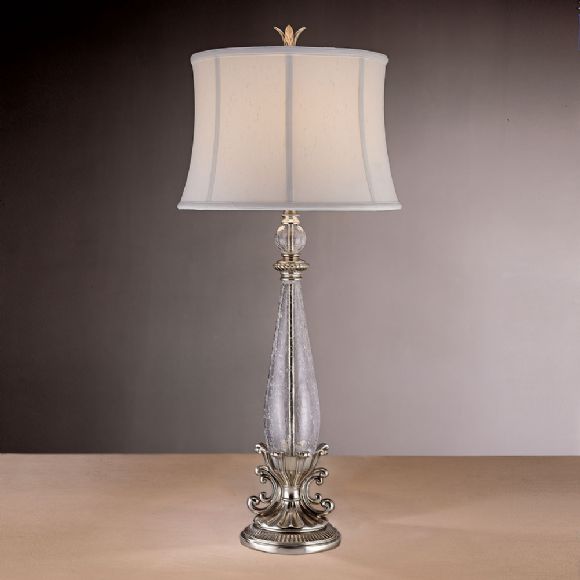 C175-12183-0 By Ambience Lighting-Crackle Glass With Silver Finish-Buffet Lamp
