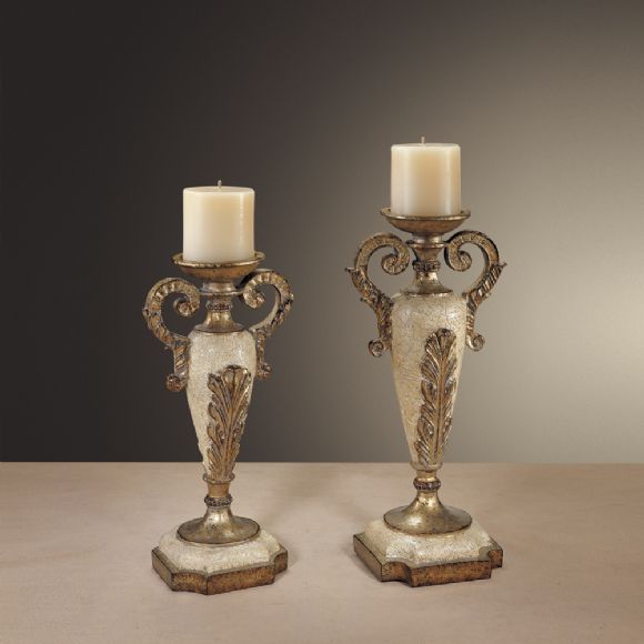 C175-42305-0 By Ambience Lighting-Golden Stone Finish-Candle Holders
