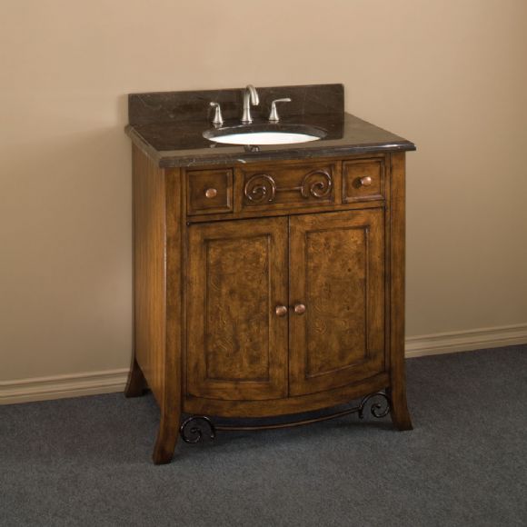 C175-44510-0 By Ambience Lighting-Walnut Burl Finish-Marble Top W/Porcelain Basin