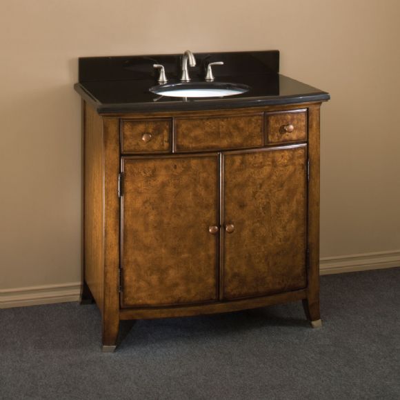 C175-44514-0 By Ambience Lighting-Oak Burl Finish-Marble Top W/Porcelain Basin