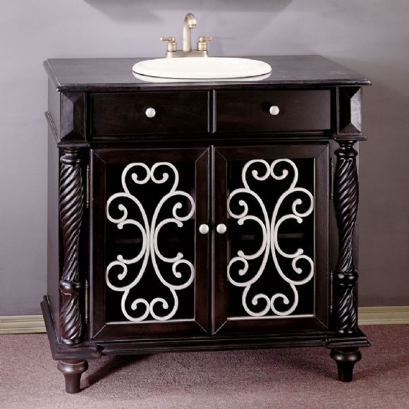 C175-44591-622 By Ambience Lighting-Lexington Black Finish-White Porcelain Basin Incl.