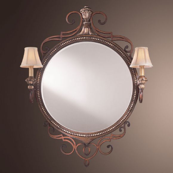 C175-50670-126 By Ambience Lighting-Belcaro Walnut Finish-Mirror With Lights