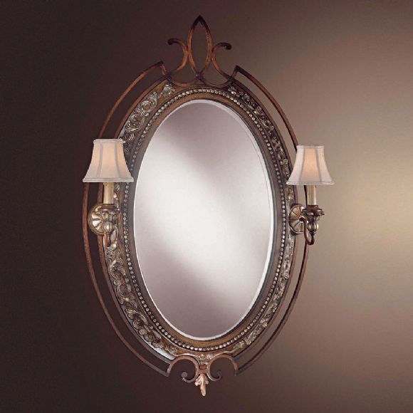 C175-50671-126 By Ambience Lighting-Belcaro Walnut Finish-Mirror With Lights