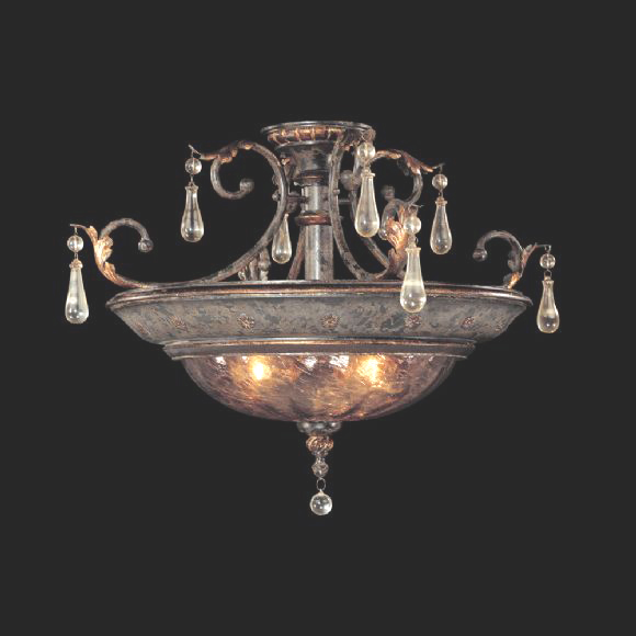 C176-N6070-194 By Metro Lighting-Sanguesa Collection Sanguesa Patina Finish 3 Light Semi Flush