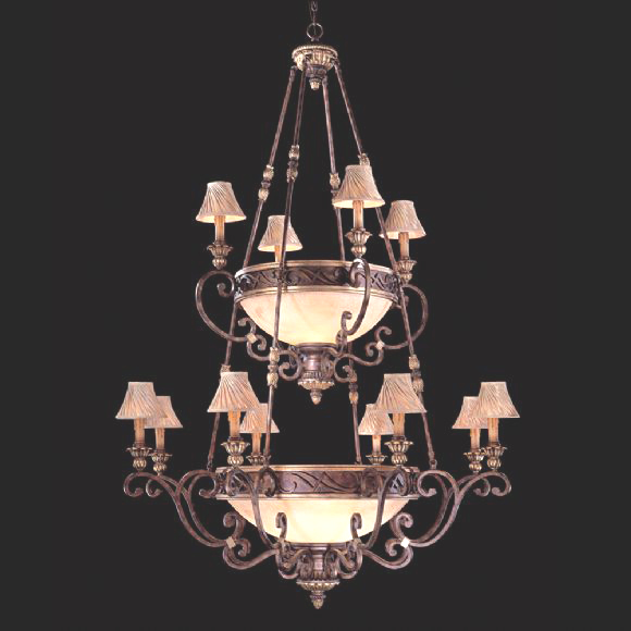 C176-N6129-355 By Metro Lighting-Golden Bronze Finish Two Tier Chandelier