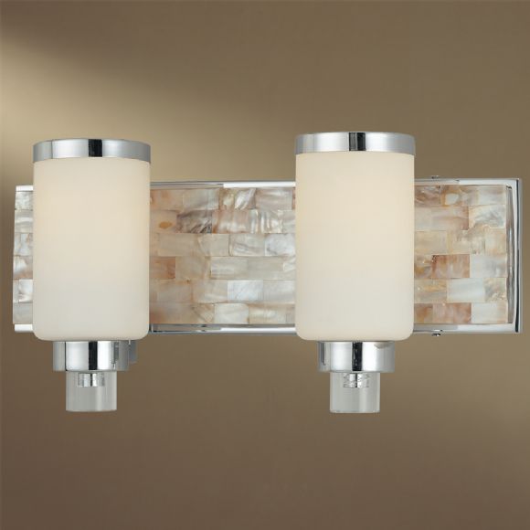 C177-3242-77 By Minka Lighting-Chrome With Natural Shell Finish 2 Light Bath