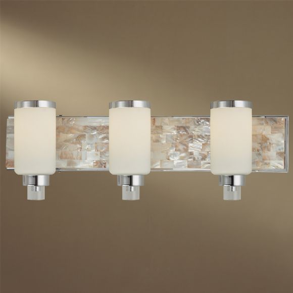 C177-3243-77 By Minka Lighting-Chrome With Natural Shell Finish 3 Light Bath