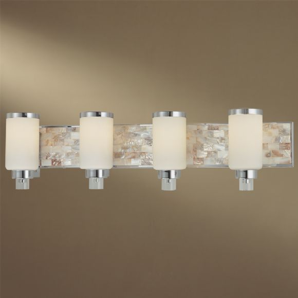 C177-3244-77 By Minka Lighting-Chrome With Natural Shell Finish 4 Light Bath
