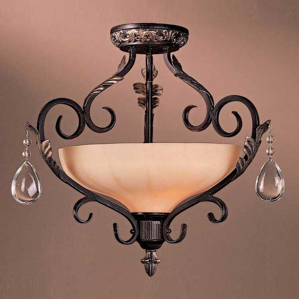 C177-770-301 By Minka Lighting-Castlewood Walnut With Silver Leaf Highlights Finish Semi Flush