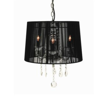 C182-1398/3-00921-Black By Creative Creations-Rovello Collection Black Finish 3 Light Crystal Lamp With Black Shade