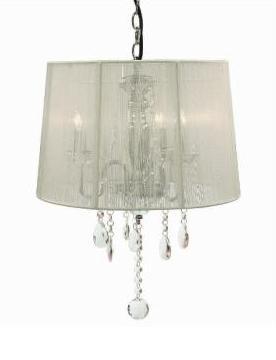 C182-1398/3-00921-White By Creative Creations-Rovello Collection White Finish 3 Light Crystal Chandelier with White Shade