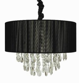 C182-1551/4+1-00991-Black By Creative Creations-Rovello Collection Black Finish 5 Light Chandelier with Crystals Black Shade