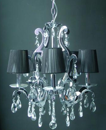 C182-1578-5 By Creative Creations-Rovello Collection 5 Light Pearl Chandelier with Black Tubby Shades