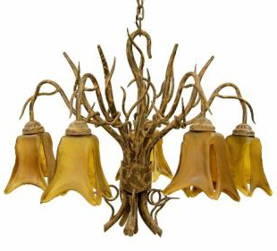 C182-A127-5C-1-00962 By Creative Creations-Shant Collection Shant Hanging 5 Leg Chandelier w/Glass Shade