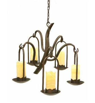 C182-A201-5C-1-00963 By Creative Creations-Andranik Collection Five Leg Chandelier with Stone Shade