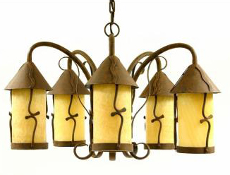 C182-A216-5C-1-00943 By Creative Creations-Madalyne Collection Five Leg Chandelier w/Stone Shade